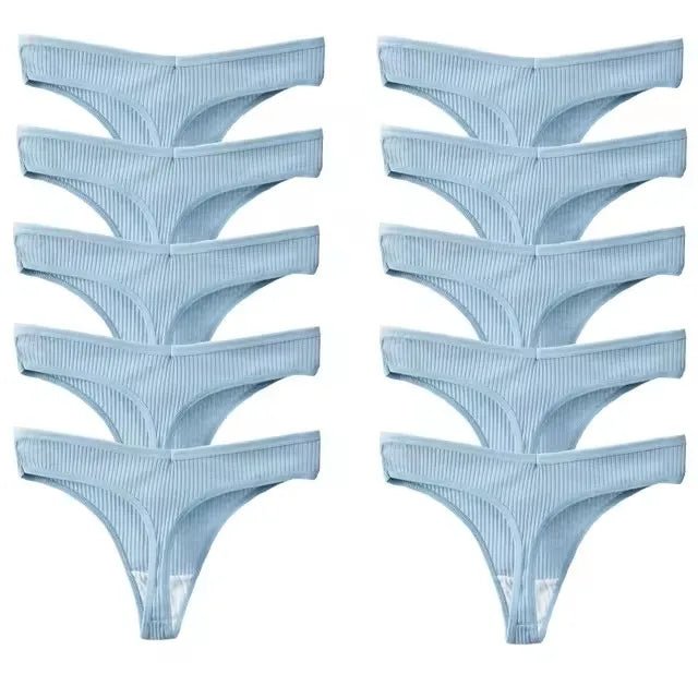 10 unids/set de nueva ropa interior tipo Tanga para mujer, ropa interior de hilo de algodón, pantalones deportivos sexis a la moda, ropa interior, Tanga suave y cómoda - lobbol