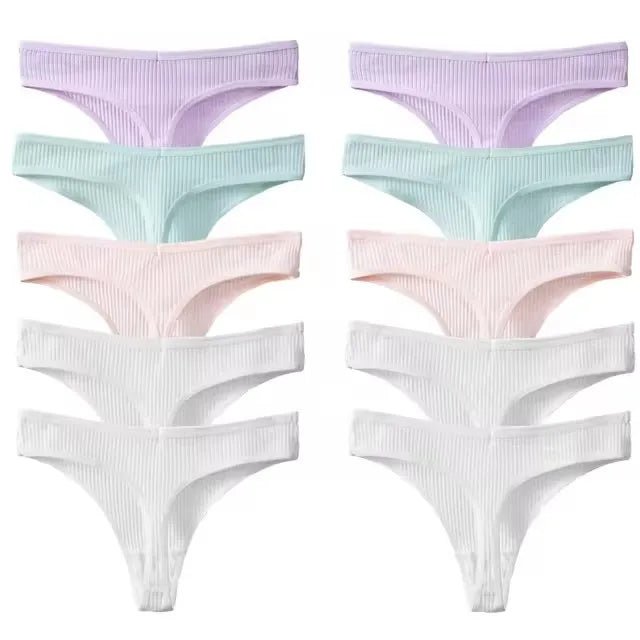 10 unids/set de nueva ropa interior tipo Tanga para mujer, ropa interior de hilo de algodón, pantalones deportivos sexis a la moda, ropa interior, Tanga suave y cómoda - lobbol