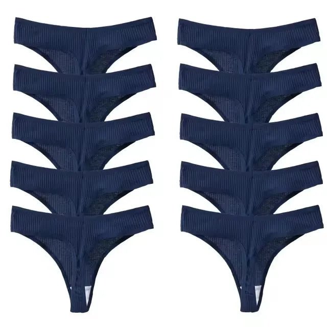 10 unids/set de nueva ropa interior tipo Tanga para mujer, ropa interior de hilo de algodón, pantalones deportivos sexis a la moda, ropa interior, Tanga suave y cómoda - lobbol