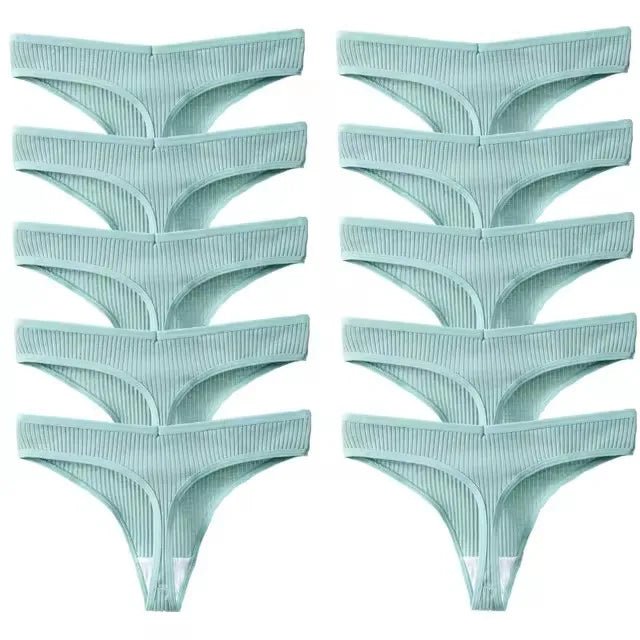 10 unids/set de nueva ropa interior tipo Tanga para mujer, ropa interior de hilo de algodón, pantalones deportivos sexis a la moda, ropa interior, Tanga suave y cómoda - lobbol
