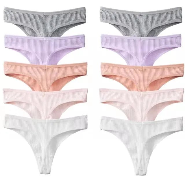 10 unids/set de nueva ropa interior tipo Tanga para mujer, ropa interior de hilo de algodón, pantalones deportivos sexis a la moda, ropa interior, Tanga suave y cómoda - lobbol