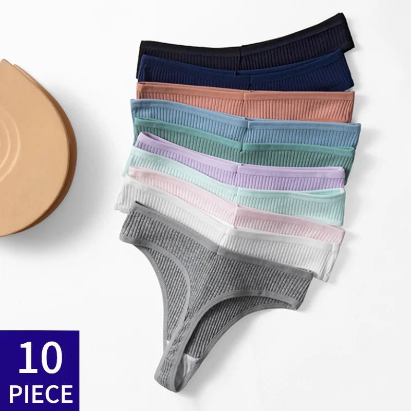 10 unids/set de nueva ropa interior tipo Tanga para mujer, ropa interior de hilo de algodón, pantalones deportivos sexis a la moda, ropa interior, Tanga suave y cómoda - lobbol
