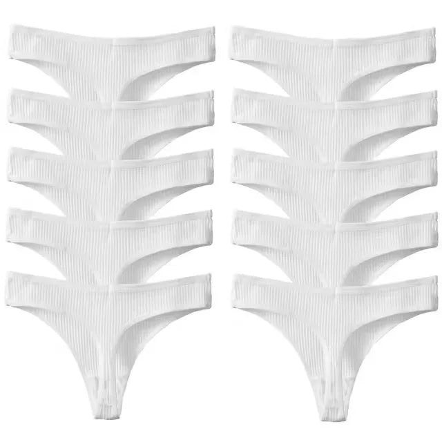 10 unids/set de nueva ropa interior tipo Tanga para mujer, ropa interior de hilo de algodón, pantalones deportivos sexis a la moda, ropa interior, Tanga suave y cómoda - lobbol