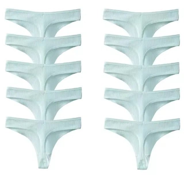 10 unids/set de nueva ropa interior tipo Tanga para mujer, ropa interior de hilo de algodón, pantalones deportivos sexis a la moda, ropa interior, Tanga suave y cómoda - lobbol