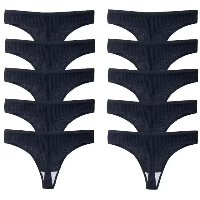10 unids/set de nueva ropa interior tipo Tanga para mujer, ropa interior de hilo de algodón, pantalones deportivos sexis a la moda, ropa interior, Tanga suave y cómoda - lobbol