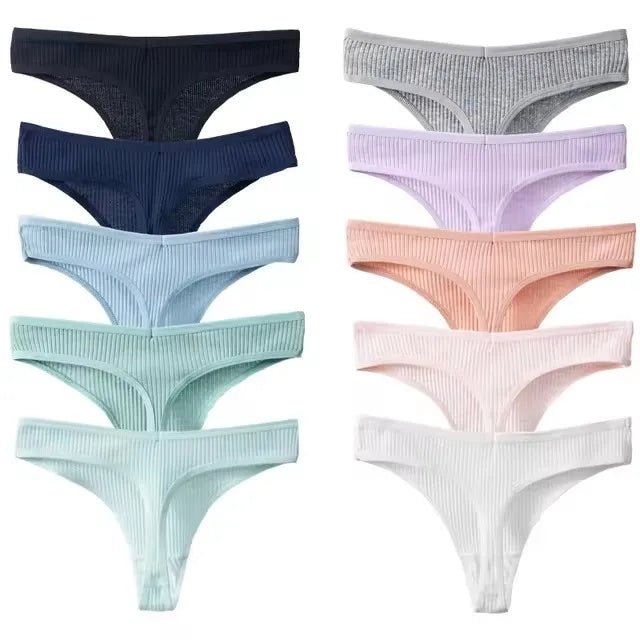 10 unids/set de nueva ropa interior tipo Tanga para mujer, ropa interior de hilo de algodón, pantalones deportivos sexis a la moda, ropa interior, Tanga suave y cómoda - lobbol