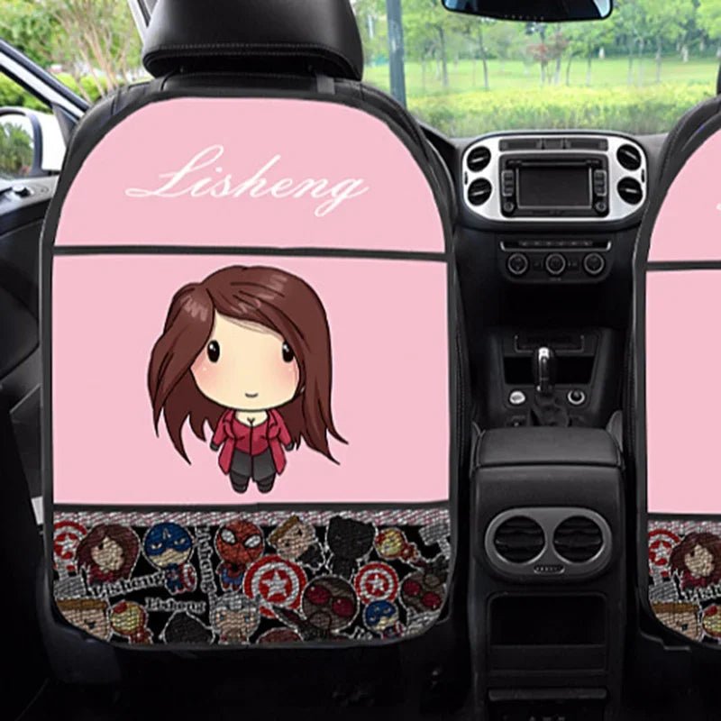 Almohadilla anti patadas de dibujos animados, accesorios para coche, Protector de respaldo de asiento infantil sencillo, cojín multiusos, cojín anti patadas, bonito Interior - lobbol