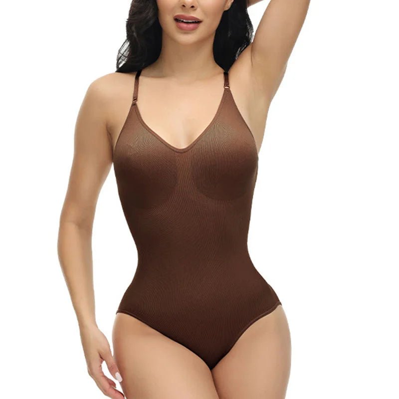 Body con tirantes finos y cuello en V, trajes de compresión para el cuerpo, ropa moldeadora de entrepierna abierta, moldeador de cuerpo adelgazante, mono liso - lobbol