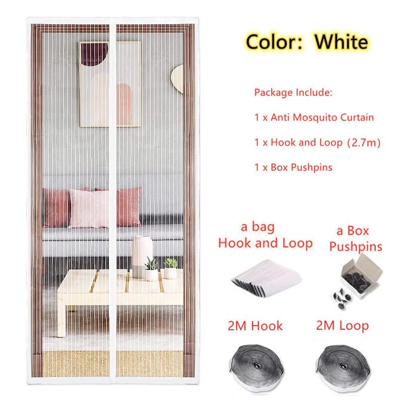 Cortinas antimosquitos para verano, malla magnética con cierre automático para puerta, cortina de cocina - lobbol