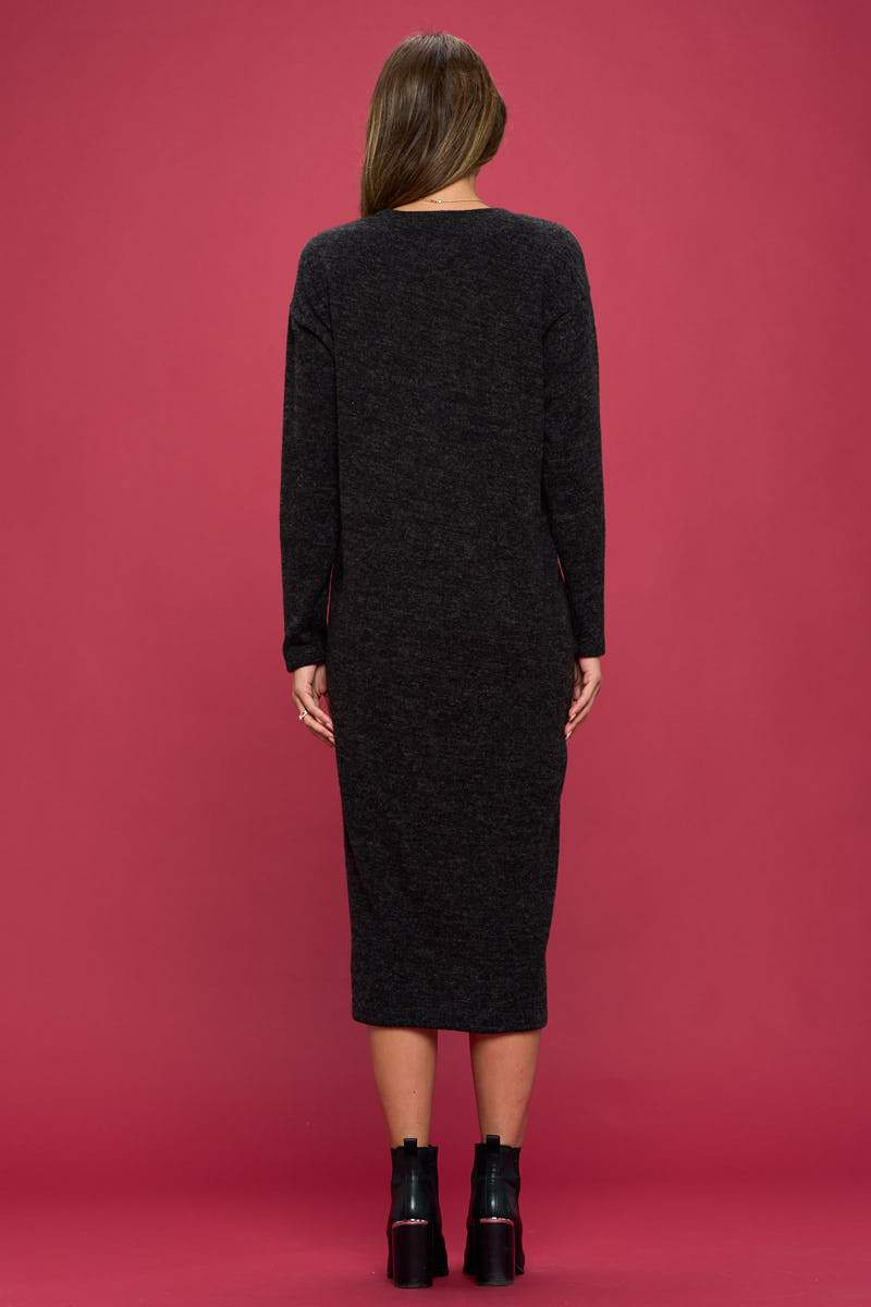 Extra Soft Round Neck Cozy Sweater Dress - lobbol