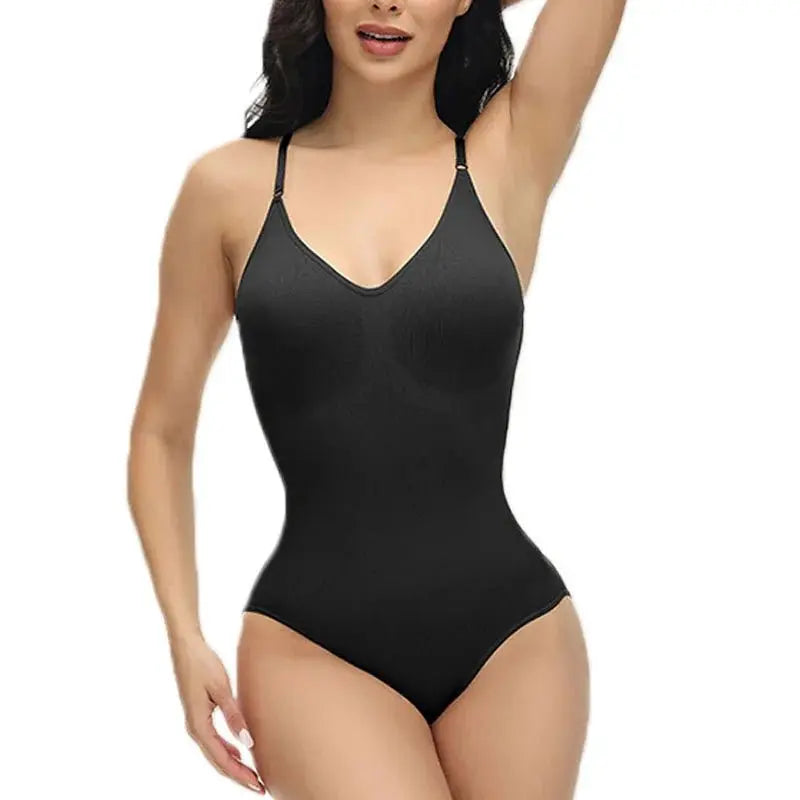 Nuevos monos con tirantes finos y cuello en V para mujer, trajes de cuerpo acolchados, ropa moldeadora de entrepierna abierta, moldeador de cuerpo adelgazante, mono liso - lobbol