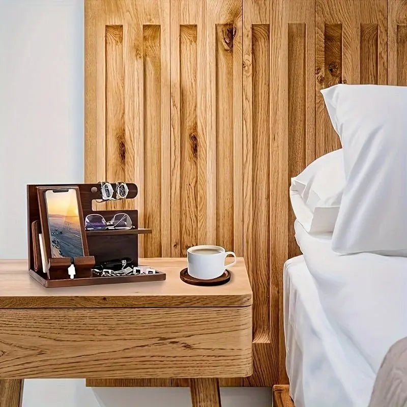 Organizador de escritorio de madera con base para teléfono - lobbol