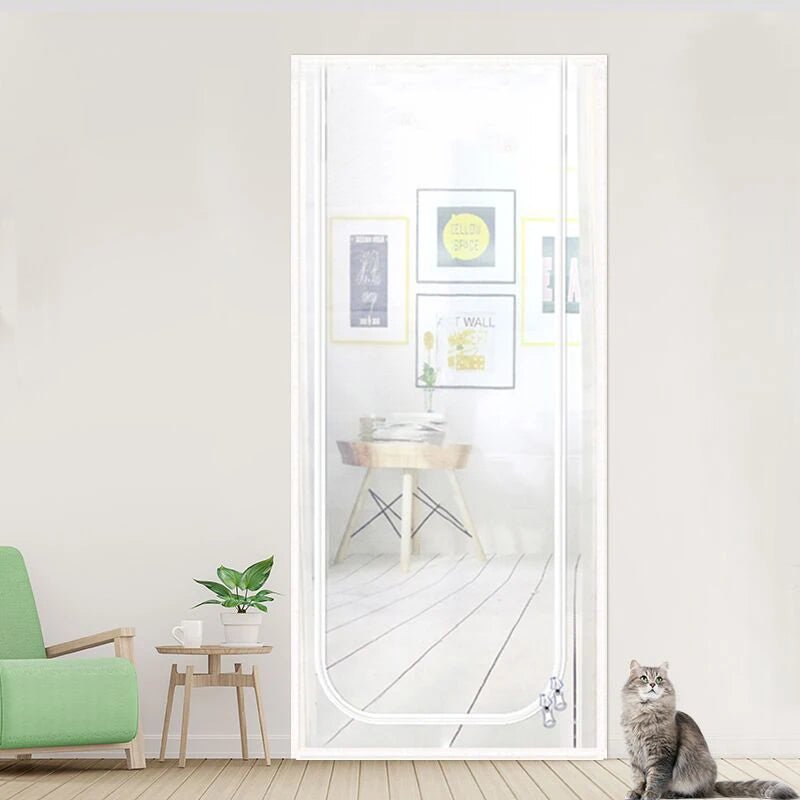 Pantalla de puerta con cremallera, cortina de puerta Nano PPT Anti - gato, apertura hacia arriba y forma de apertura izquierda, pantalla de malla antimosquitos para sala de estar de mascotas - lobbol