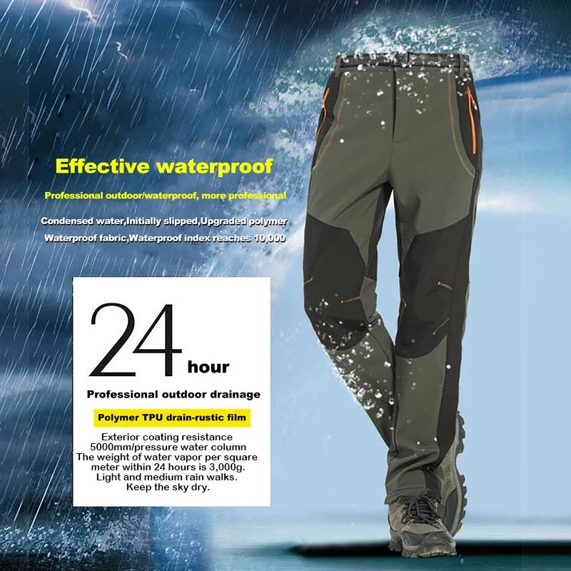 Pantalones de senderismo gruesos y cálidos de lana para hombre - lobbol
