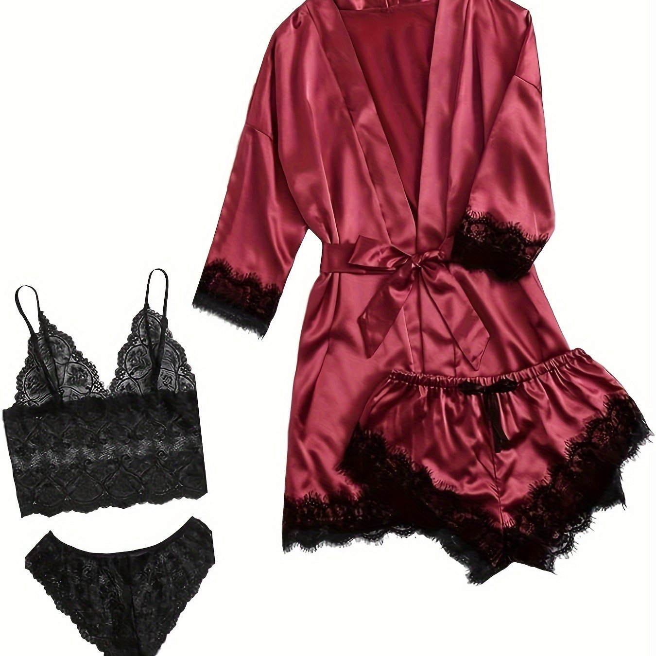 Pijama set con Camisola, bragas y pantalones cortos elásticos - lobbol