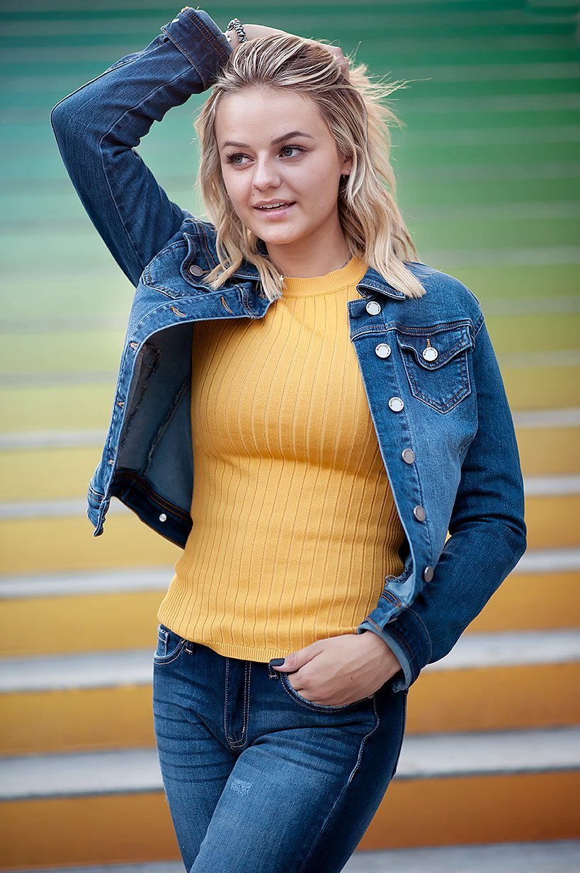 Slim Fit denim jacket in Dark Wash Blue - lobbol