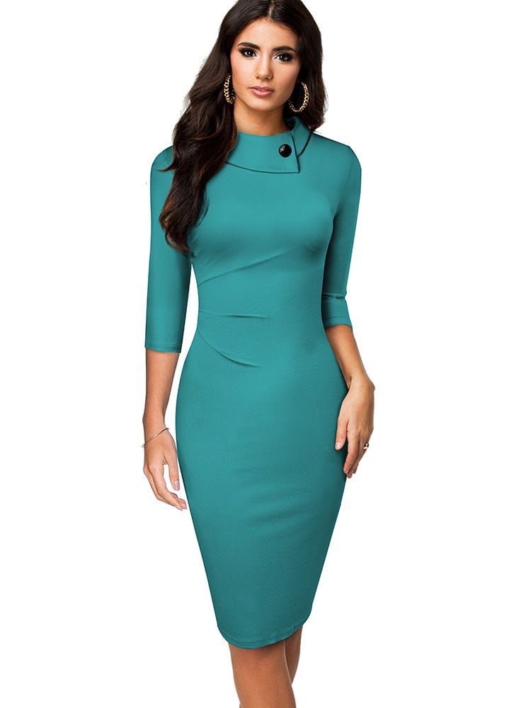 Vestido ajustado de Color puro para mujer - lobbol