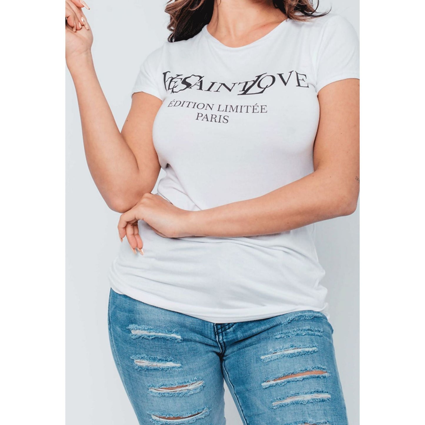 White Ye Saint Love Tee Top - lobbol
