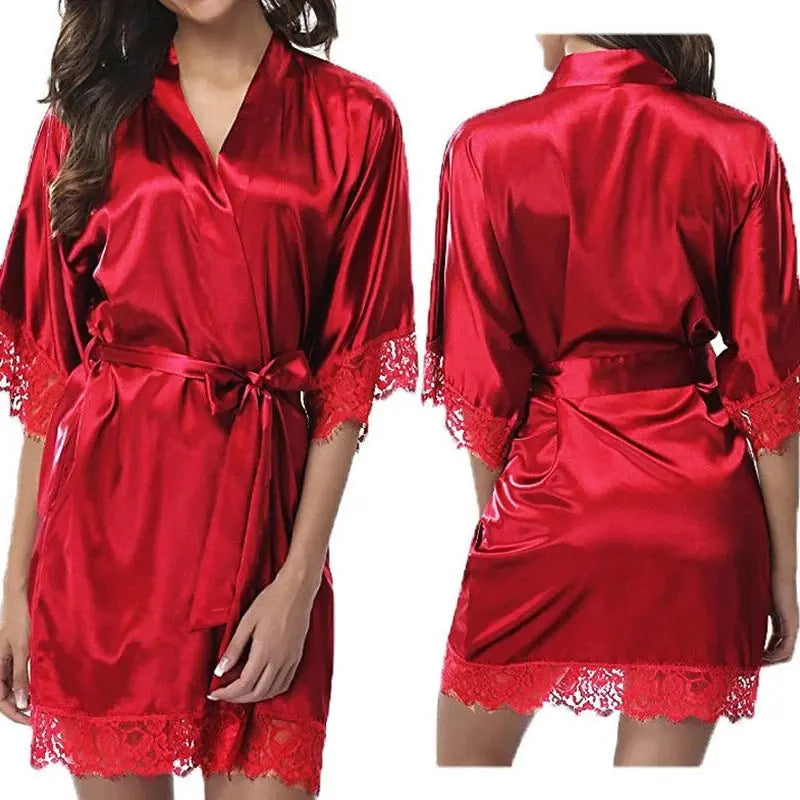 1 pieza de ropa interior para mujer, bata brillante, pijama de seda helada, camisón de talla grande, ropa de casa, tendencia de moda - lobbol