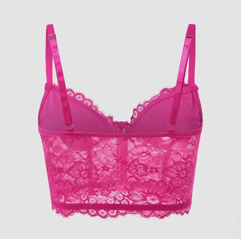 12 Colors Lace Retro Bra With Cups Women's Mesh Bustier Fish Boned Push - Up Sheer Spaghetti Straps Going Out Corset Crop Top - lobbol