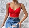 12 Colors Lace Retro Bra With Cups Women's Mesh Bustier Fish Boned Push - Up Sheer Spaghetti Straps Going Out Corset Crop Top - lobbol