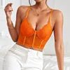 12 Colors Lace Retro Bra With Cups Women's Mesh Bustier Fish Boned Push - Up Sheer Spaghetti Straps Going Out Corset Crop Top - lobbol
