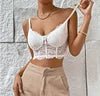 12 Colors Lace Retro Bra With Cups Women's Mesh Bustier Fish Boned Push - Up Sheer Spaghetti Straps Going Out Corset Crop Top - lobbol