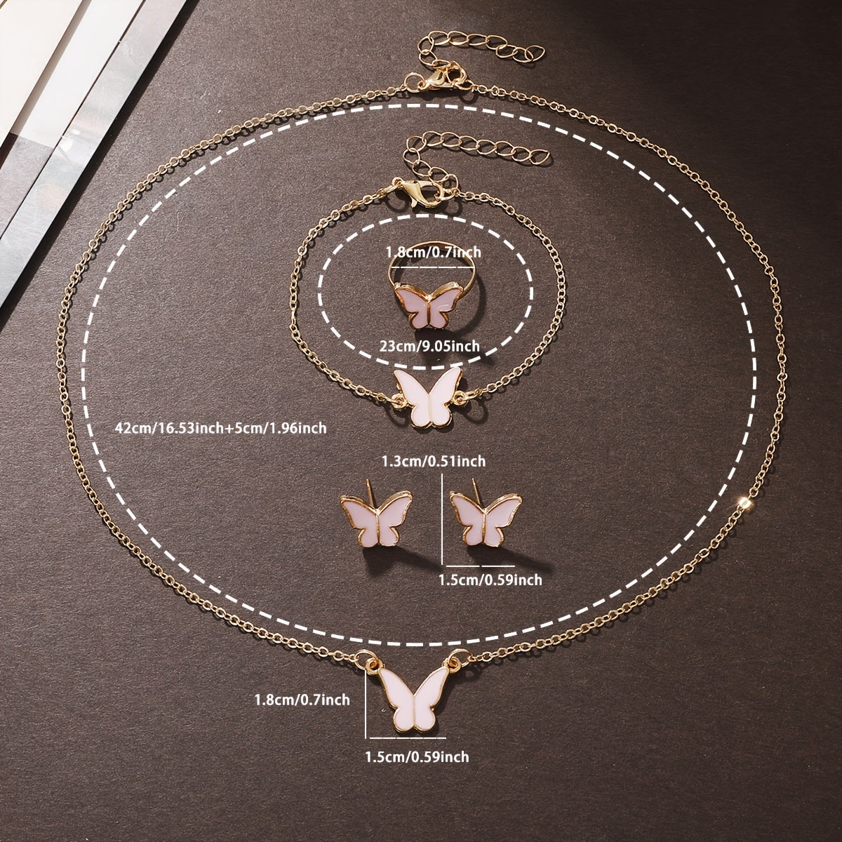 6 Pcs Pink Quartz Watches PU Leather Strap Zinc Alloy Pointer Zinc Alloy Dial And Butterfly Jewelry Gifts For Mother's Day, Easter, Ramadan, Birthdays