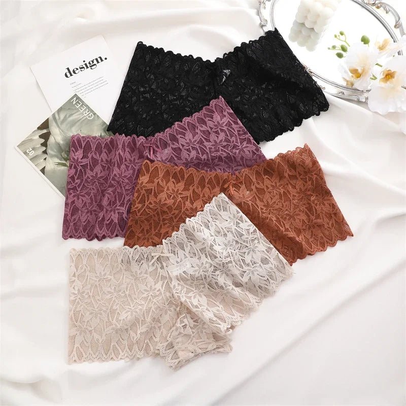 3 uds bragas cortas de encaje para mujer, ropa interior Sexy mentrual de tiro bajo, calzoncillos florales de moda, bragas sexis para mujer, lencería para mujer - lobbol