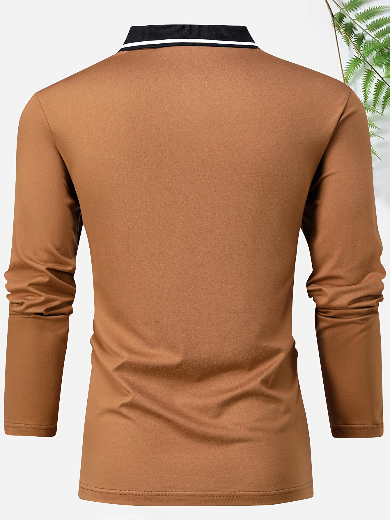 Men's Casual V-Neck Long Sleeve Rugby Shirt For Spring Autumn, Men's Clothing