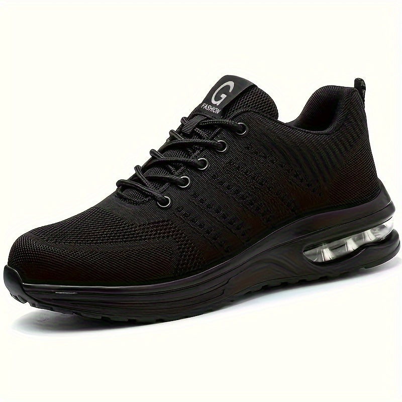 Air Cushion Safety Shoes: Steel Toe, Shock-Resistant, Puncture Proof, Work Shoes for Men - Spring Season, Knit Fabric, No Print