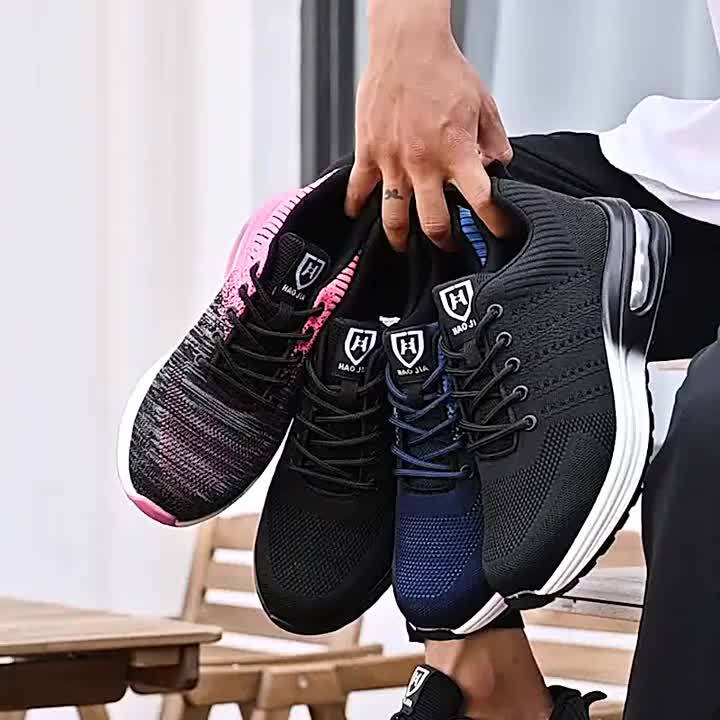 Air Cushion Safety Shoes: Steel Toe, Shock-Resistant, Puncture Proof, Work Shoes for Men - Spring Season, Knit Fabric, No Print