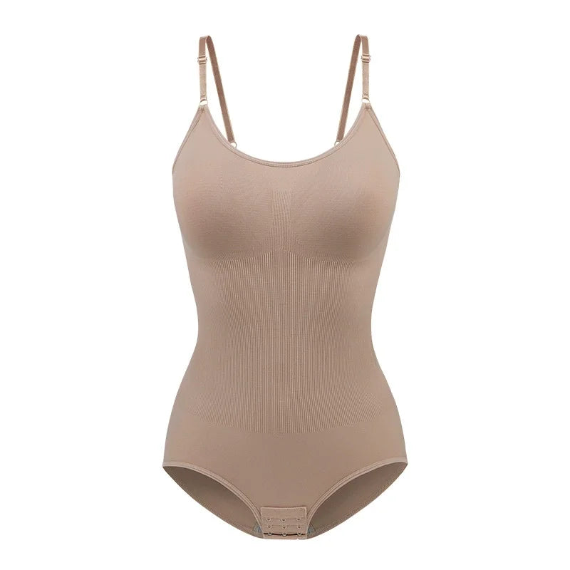 Body ajustado con tirantes finos y cuello en V, trajes de compresión para el cuerpo, ropa moldeadora de entrepierna abierta, moldeador de cuerpo adelgazante, mono liso