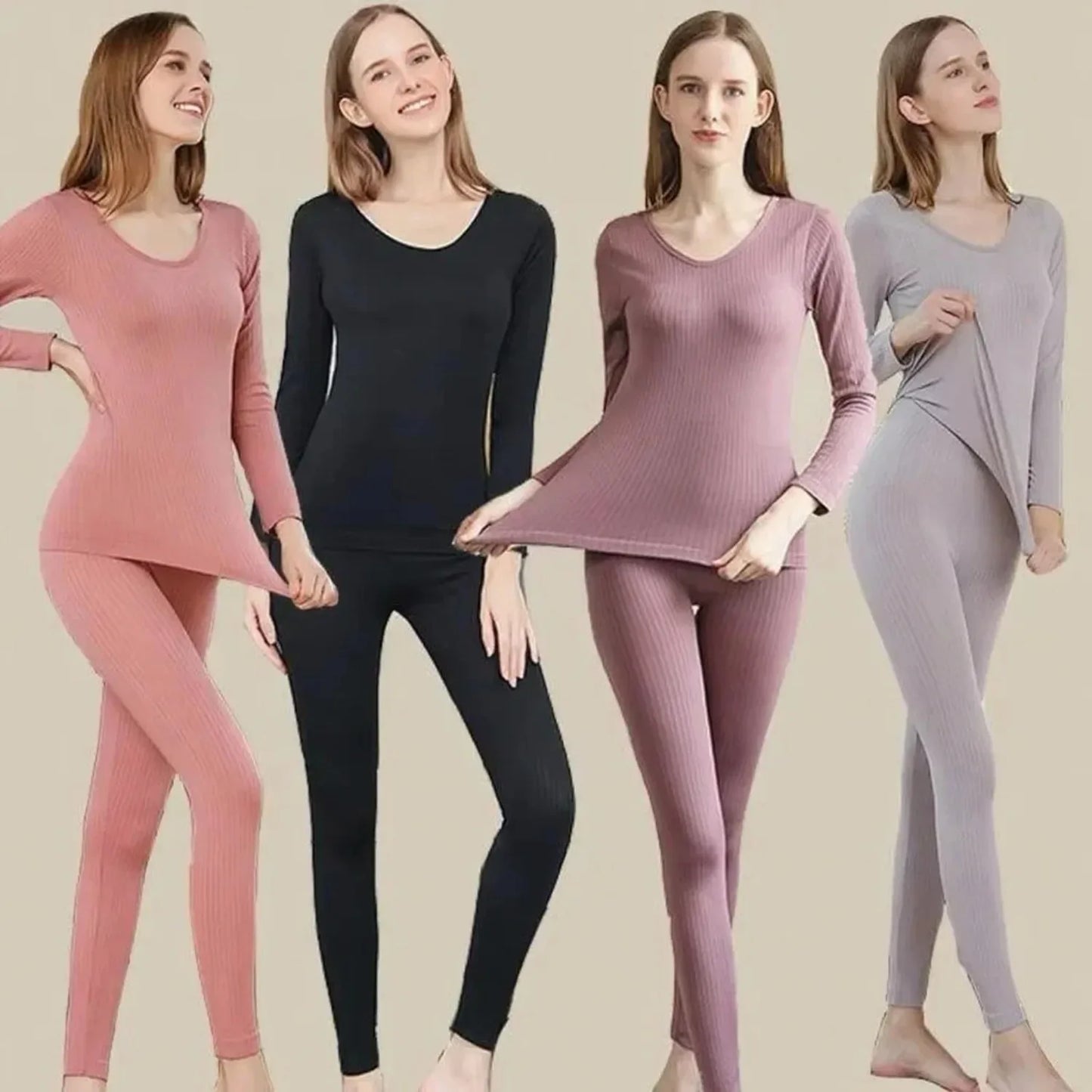 1 Juego de ropa interior térmica cálida, ropa íntima sexi para mujer, Calzoncillos largos con forma de mujer, ropa moldeadora térmica de cuello medio para mujer