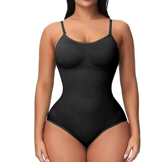 Body de lencería para mujer, sin costuras, adelgazante, Control corporal, ropa moldeadora de una pieza, camisola con tirantes, mono, corsé ajustado Sexy, Top negro