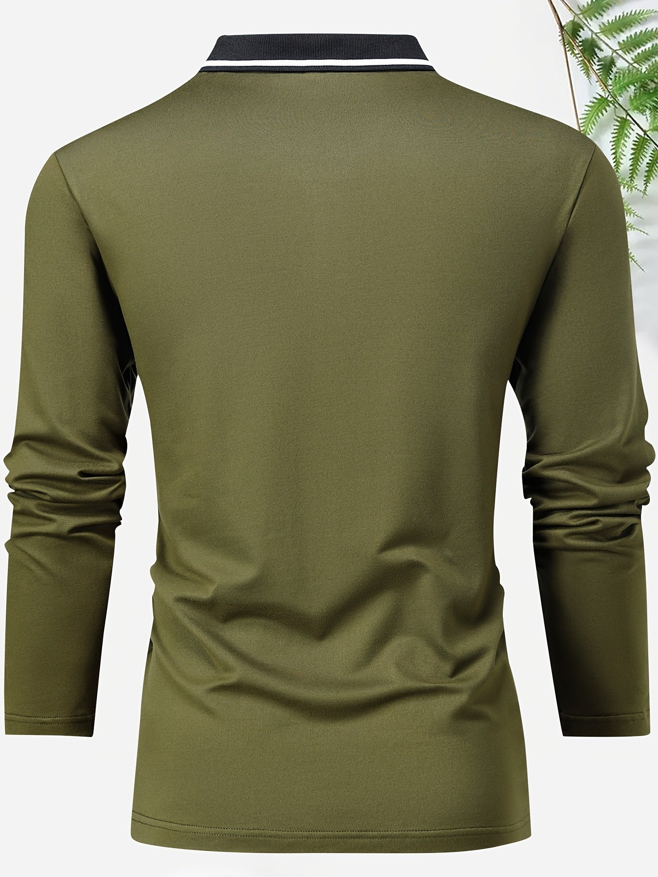Men's Casual V-Neck Long Sleeve Rugby Shirt For Spring Autumn, Men's Clothing
