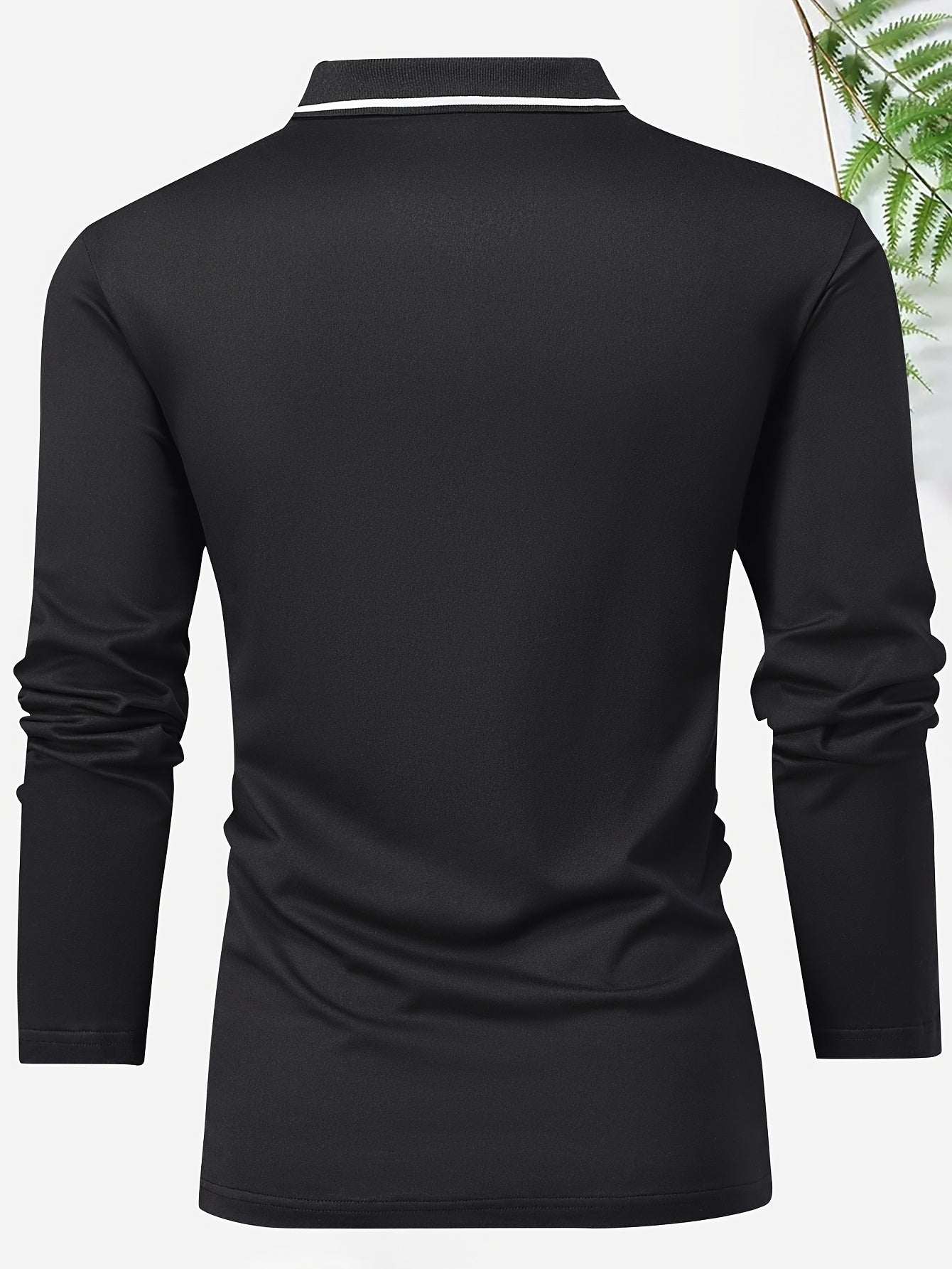 Men's Casual V-Neck Long Sleeve Rugby Shirt For Spring Autumn, Men's Clothing