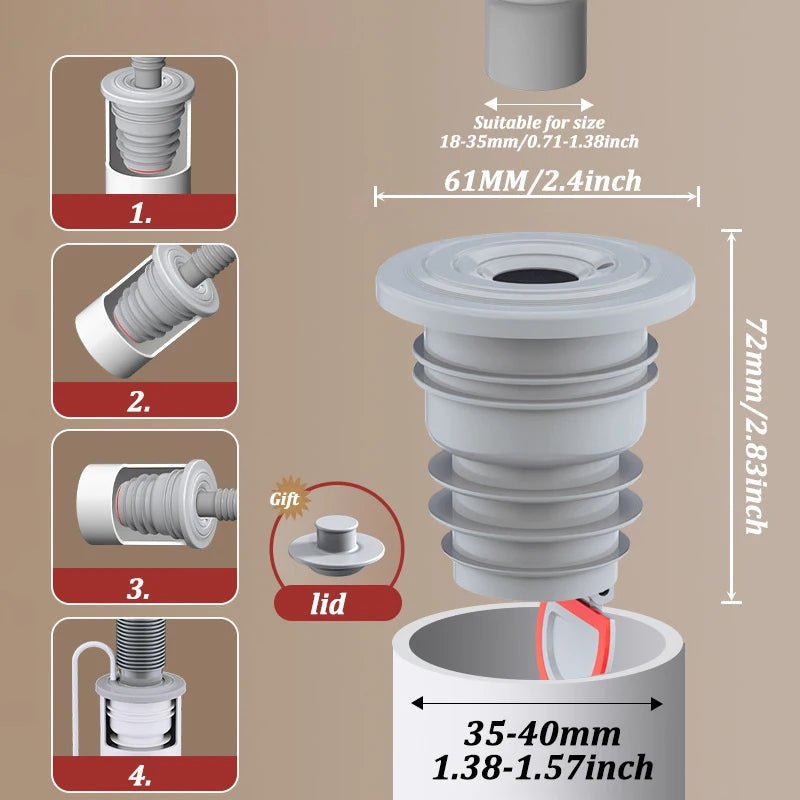 Anillo de sellado de alcantarillado de baño de silicona, tapón de tubo de alcantarillado para fregadero de cocina, tapón de conector de drenaje de suelo antiolor para lavadora - lobbol
