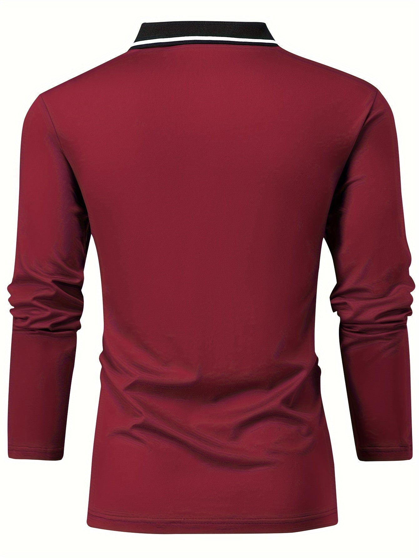 Men's Casual V-Neck Long Sleeve Rugby Shirt For Spring Autumn, Men's Clothing