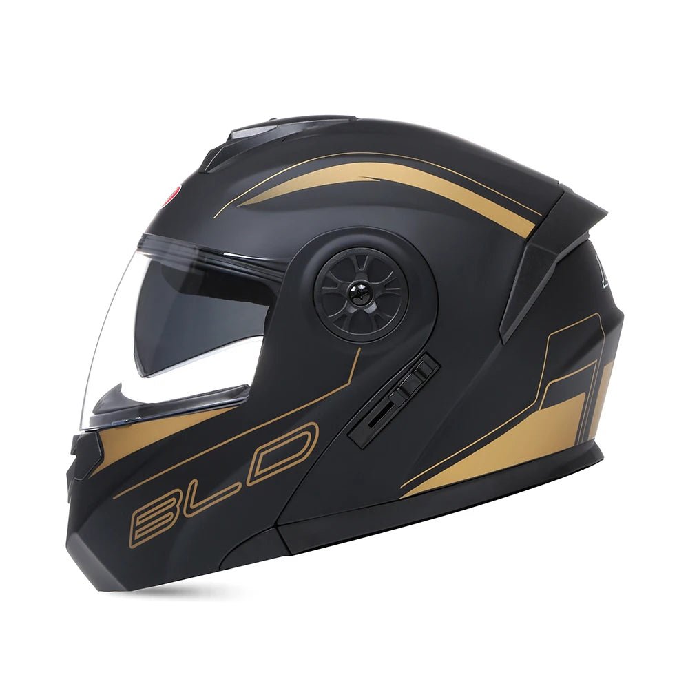 BLD - Casco de motocicleta personalizado para hombre y mujer, protector de cabeza de doble lente, Modular, abatible hacia arriba, para carreras de Motocross - lobbol