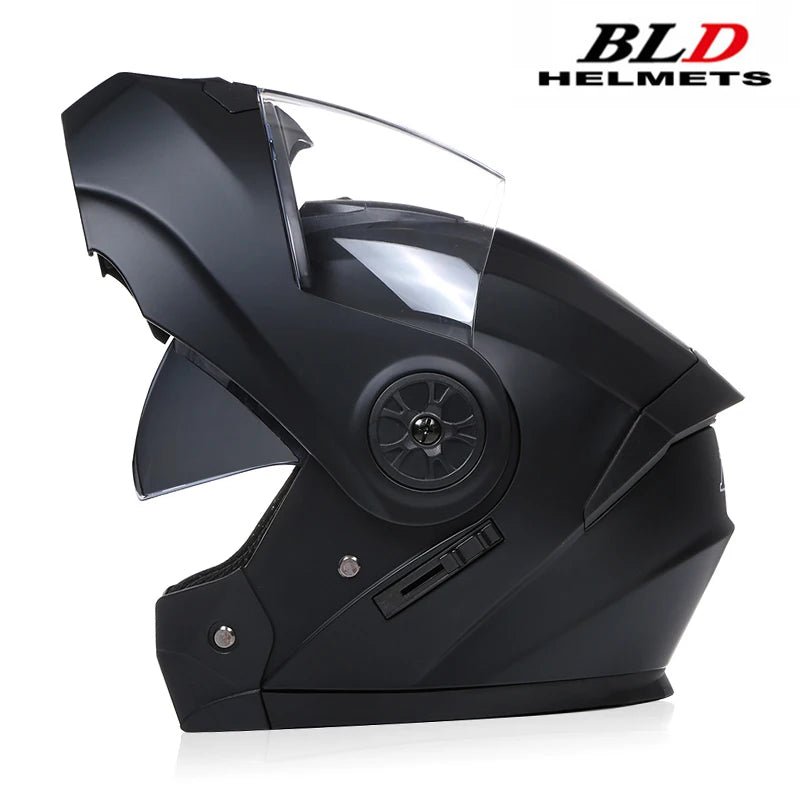 BLD - Casco de motocicleta personalizado para hombre y mujer, protector de cabeza de doble lente, Modular, abatible hacia arriba, para carreras de Motocross - lobbol