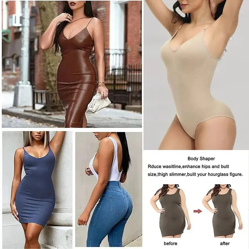 Body ajustado con tirantes finos y cuello en V, trajes de compresión para el cuerpo, ropa moldeadora de entrepierna abierta, moldeador de cuerpo adelgazante, mono liso - lobbol