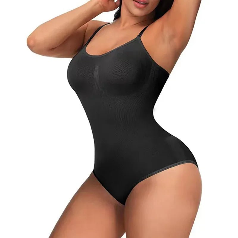 Body de lencería para mujer, sin costuras, adelgazante, Control corporal, ropa moldeadora de una pieza, camisola con tirantes, mono, corsé ajustado Sexy, Top negro - lobbol