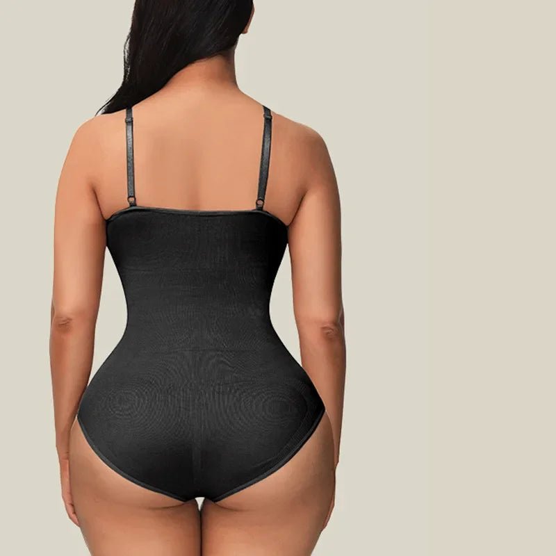 Body de lencería para mujer, sin costuras, adelgazante, Control corporal, ropa moldeadora de una pieza, camisola con tirantes, mono, corsé ajustado Sexy, Top negro - lobbol