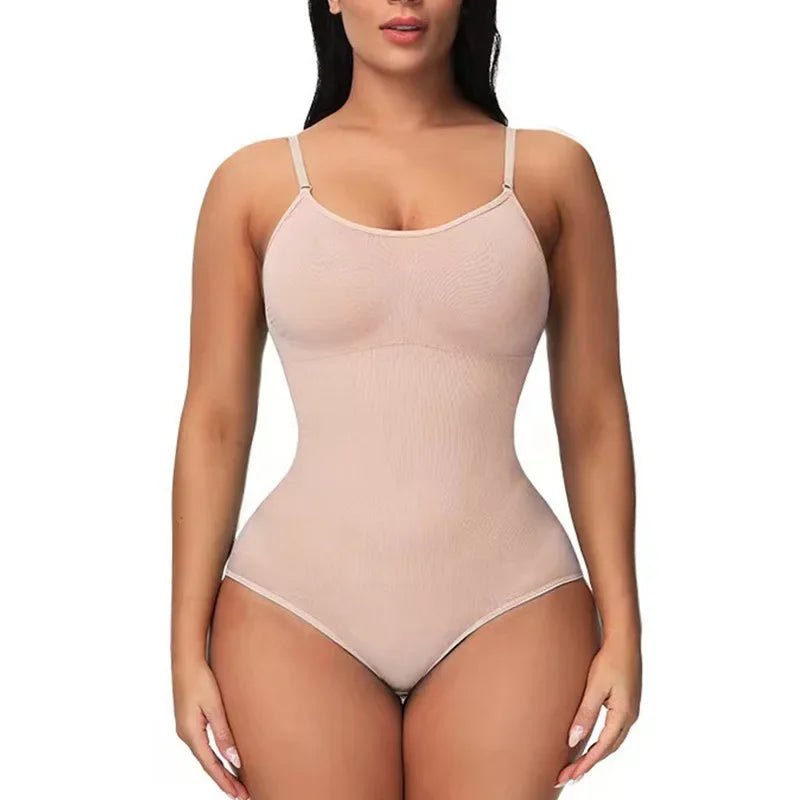 Body de lencería para mujer, sin costuras, adelgazante, Control corporal, ropa moldeadora de una pieza, camisola con tirantes, mono, corsé ajustado Sexy, Top negro - lobbol