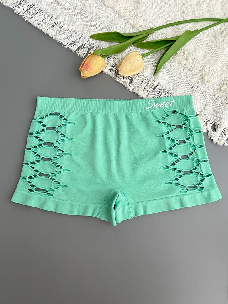 Calzoncillos deportivos sin costuras, falda, bragas sin costuras, pantalones cortos debajo de la falda, bragas Boxer caladas de malla lateral Sexy, bragas de seguridad - lobbol