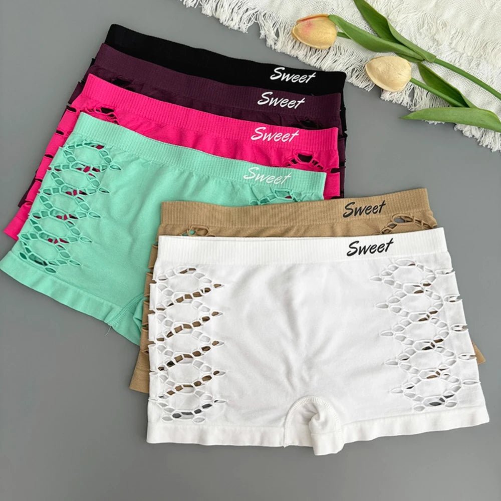 Calzoncillos deportivos sin costuras, falda, bragas sin costuras, pantalones cortos debajo de la falda, bragas Boxer caladas de malla lateral Sexy, bragas de seguridad - lobbol
