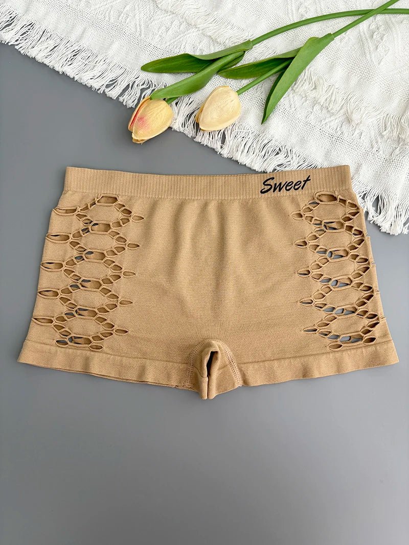Calzoncillos deportivos sin costuras, falda, bragas sin costuras, pantalones cortos debajo de la falda, bragas Boxer caladas de malla lateral Sexy, bragas de seguridad - lobbol