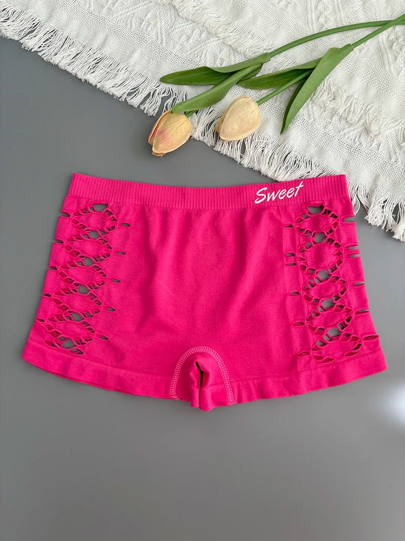 Calzoncillos deportivos sin costuras, falda, bragas sin costuras, pantalones cortos debajo de la falda, bragas Boxer caladas de malla lateral Sexy, bragas de seguridad - lobbol