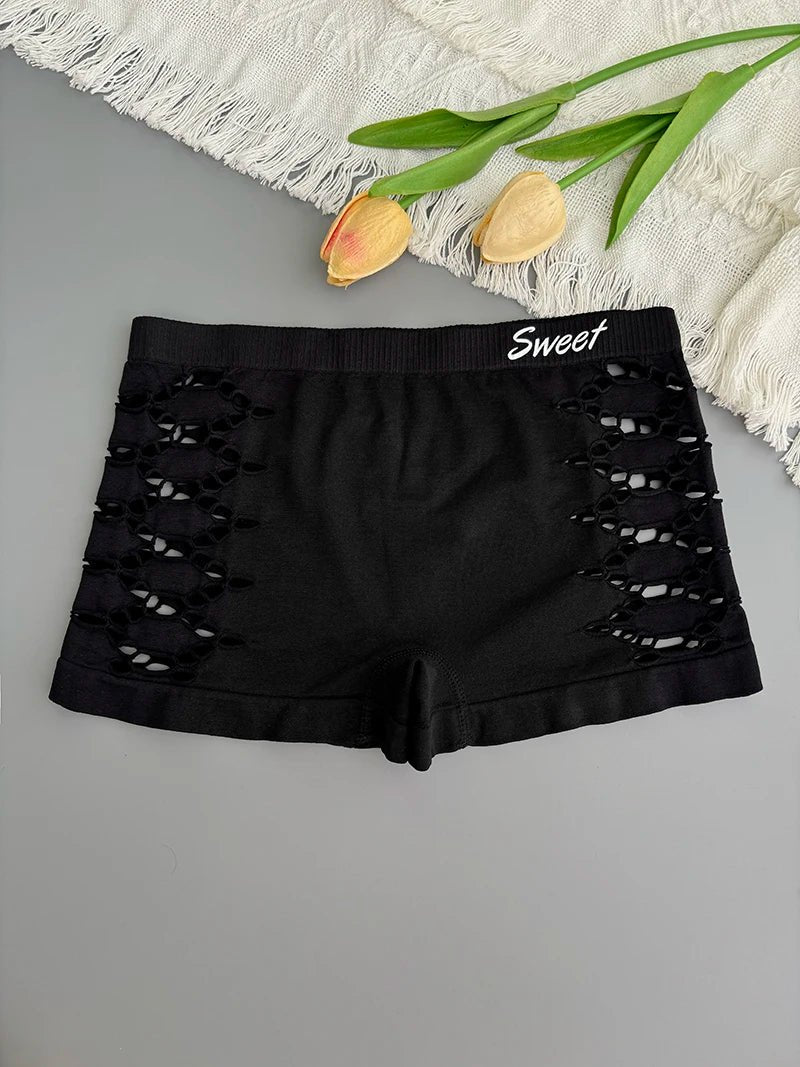 Calzoncillos deportivos sin costuras, falda, bragas sin costuras, pantalones cortos debajo de la falda, bragas Boxer caladas de malla lateral Sexy, bragas de seguridad - lobbol